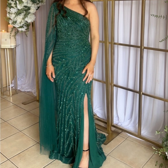 Glitter Brown One Shoulder Wedding Guest Dress
